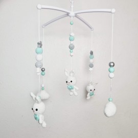 Baby Mobile Hase - weiß/mint