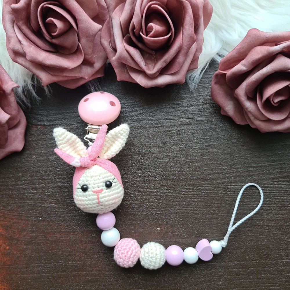 Schnullerkette Hase mit Haarband