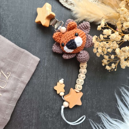 Schnullerkette Löwe mit Name