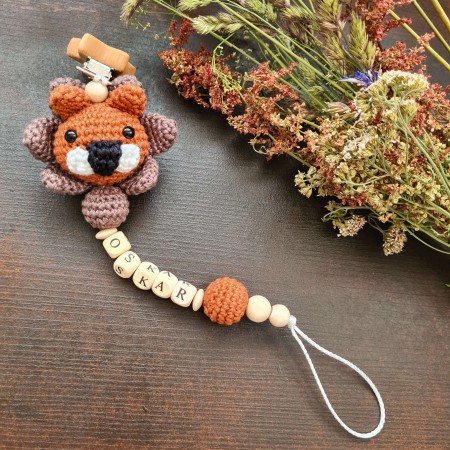 Schnullerkette Löwe mit Name