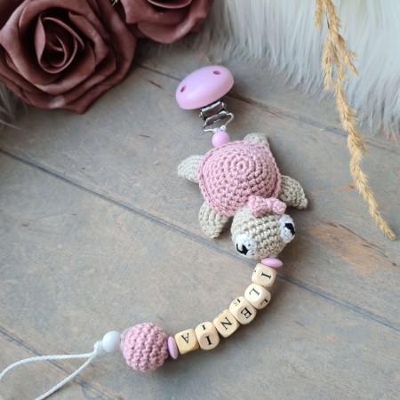 Schnullerkette Schildkröte mit Namen - verschiedene Farben