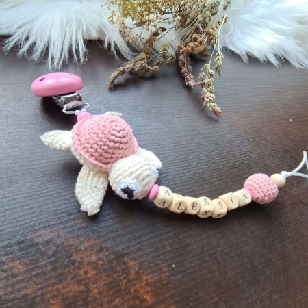 Schnullerkette Schildkröte mit Namen - verschiedene Farben