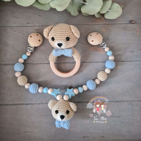 Baby-Set Bär beige-hellblau