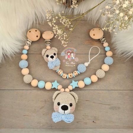 Baby-Set Bär beige-hellblau