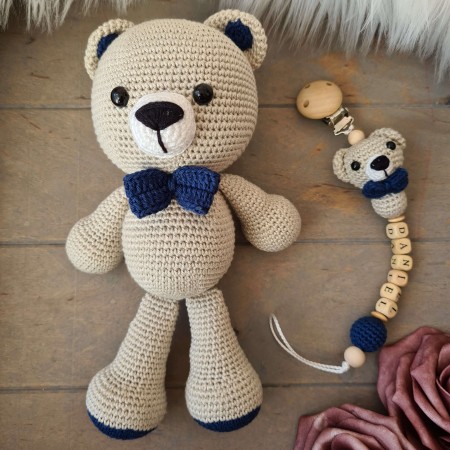 Baby-Set Bär beige-dunkelblau