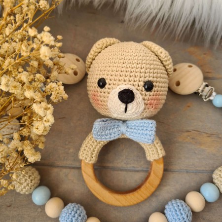 Baby-Set Bär beige-hellblau