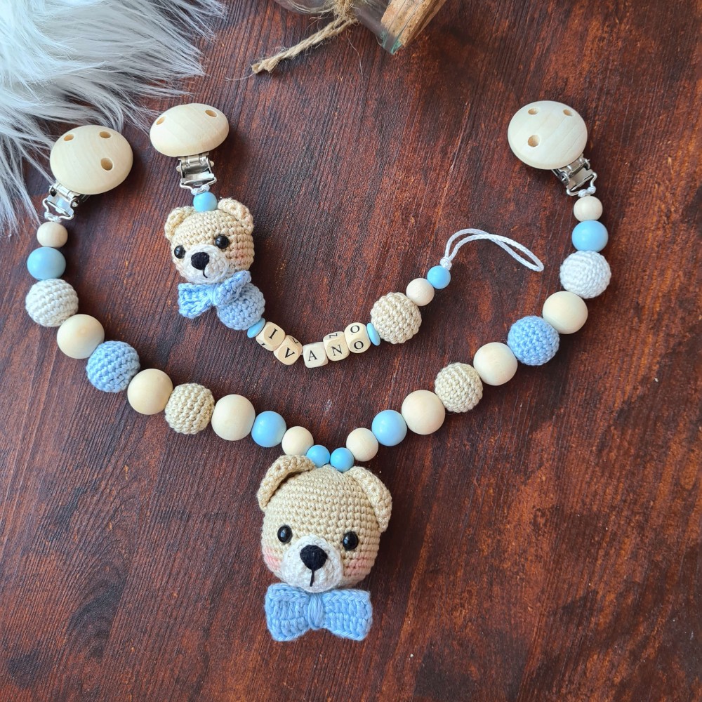 Baby-Set Bär beige-hellblau