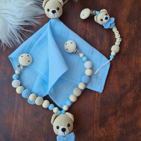 Baby-Set Bär beige-hellblau
