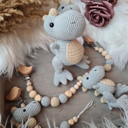 Baby-Set Dino hellgrau