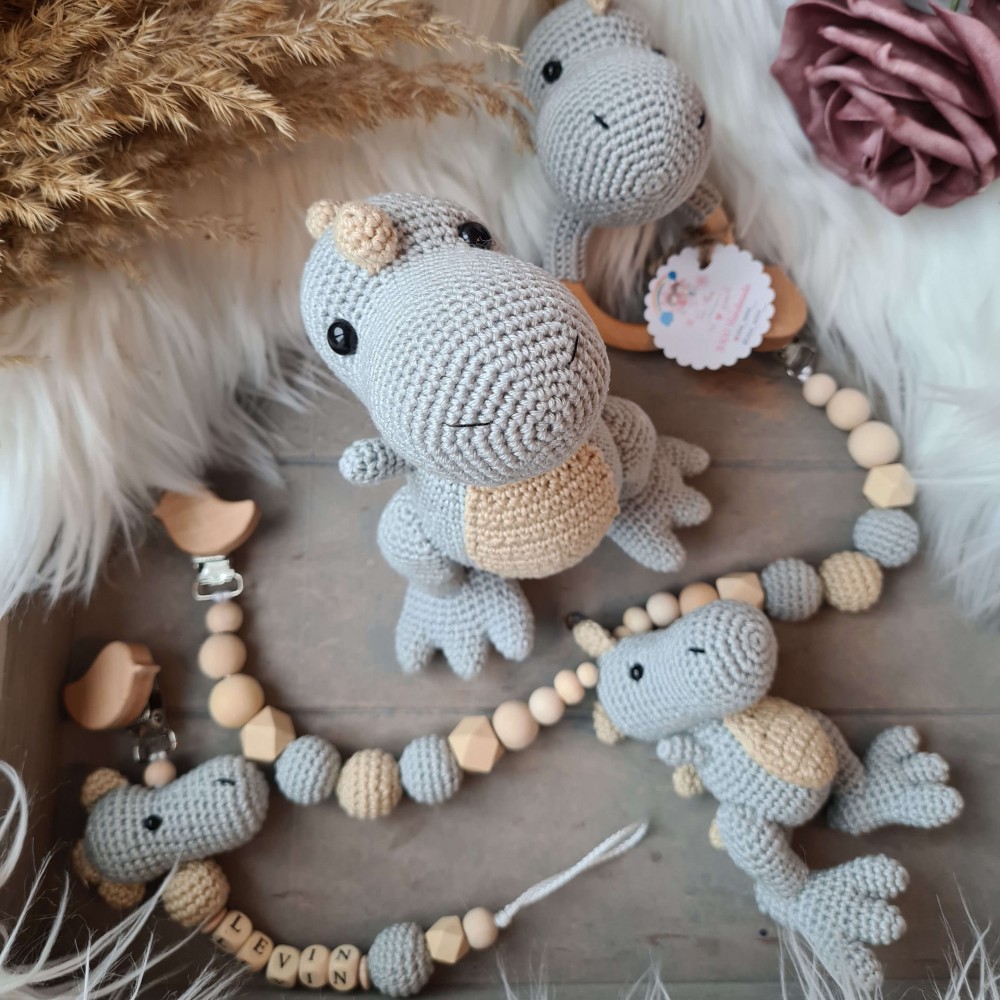 Baby-Set Dino hellgrau