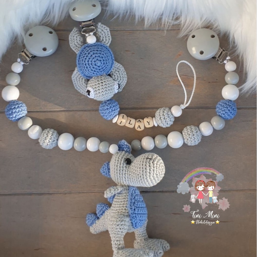 Baby-Set Dino blaugrau
