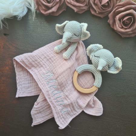 Baby-Set Elefant grau-weiß
