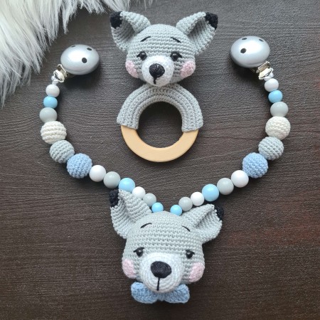 Baby-Set Fuchs grau-blau
