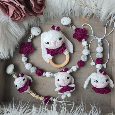 Baby-Set Hase Schlappohren Erdbeer