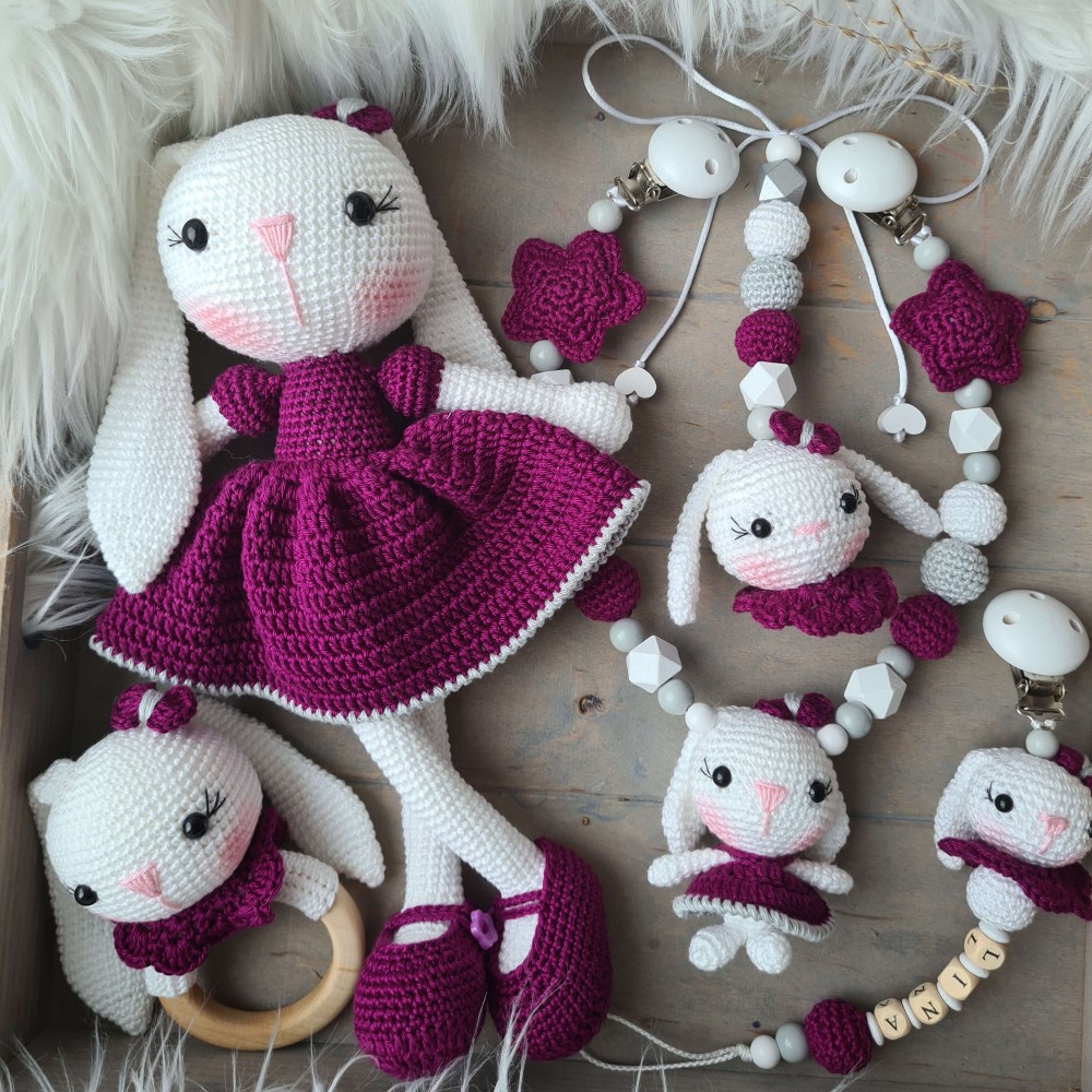 Baby-Set Hase Schlappohren Erdbeer