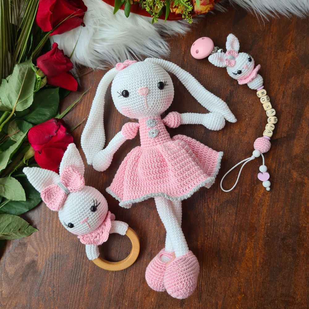 Baby-Set Hase Schlappohren rosa-weiß