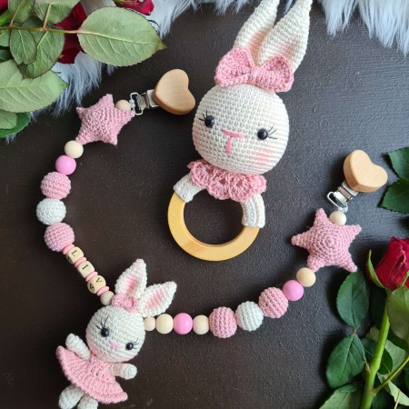 Baby-Set Hase Schlappohren rosa-weiß