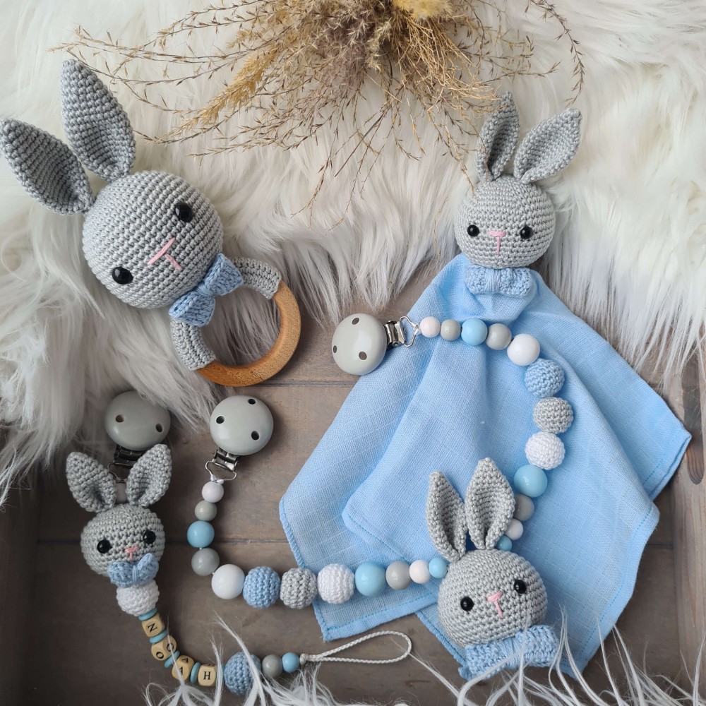 Baby-Set Hase grau-blau
