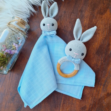Baby-Set Hase grau-blau