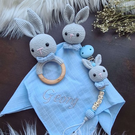 Baby-Set Hase grau-blau