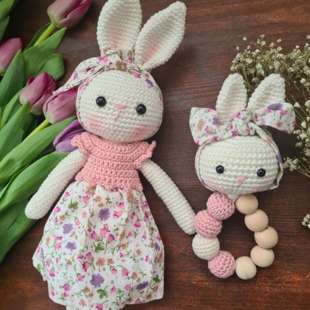 Baby-Set Hase mit Haarband geblühmt