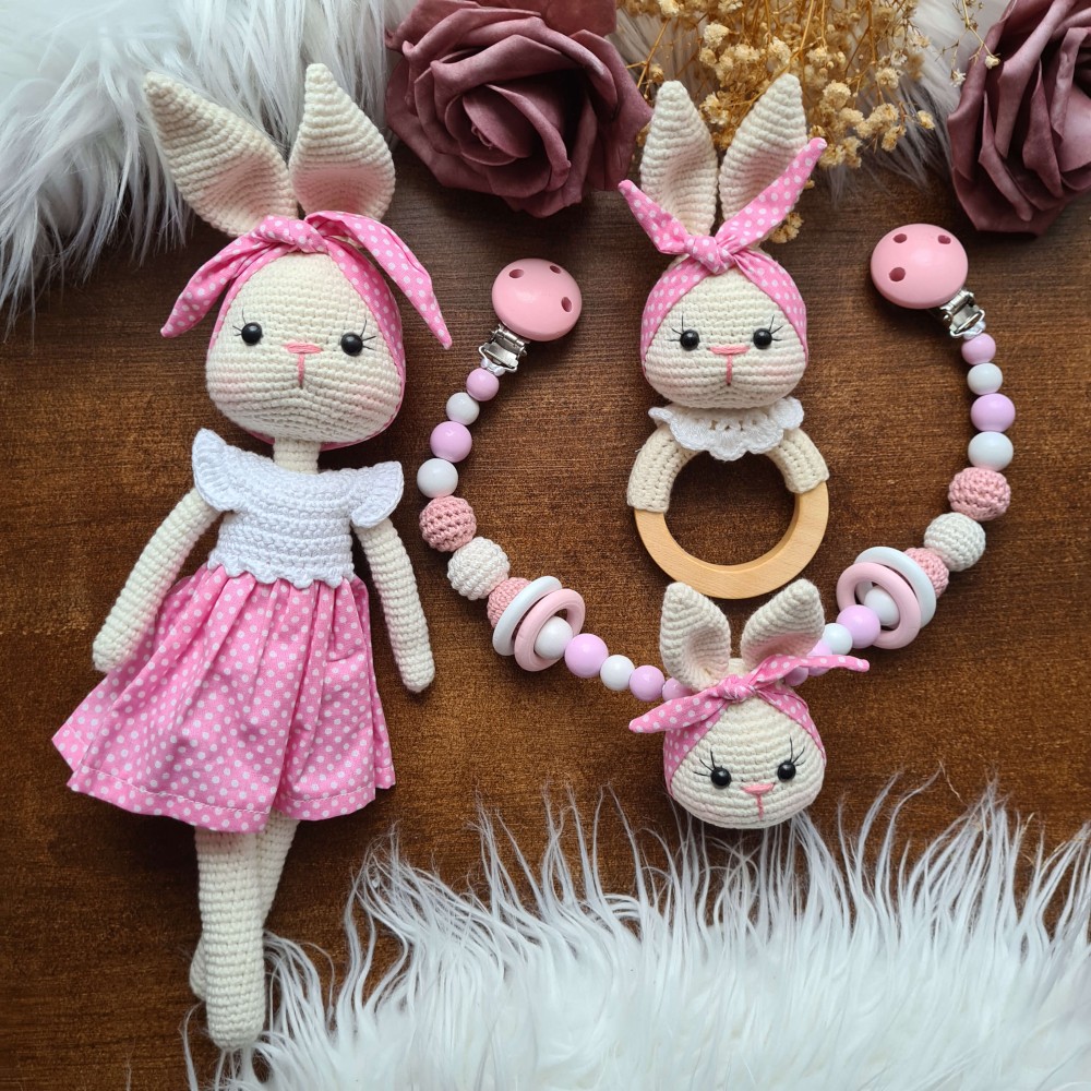 Baby-Set Hase mit Haarband gepunktet