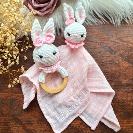 Baby-Set Hase lange Beine rosa-weiss