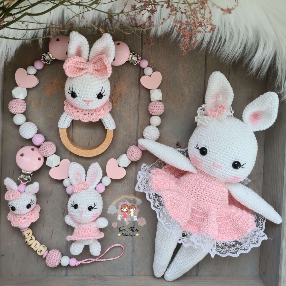 Baby-Set Hase rosa-weiß