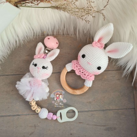 Baby-Set Hase rosa-weiß