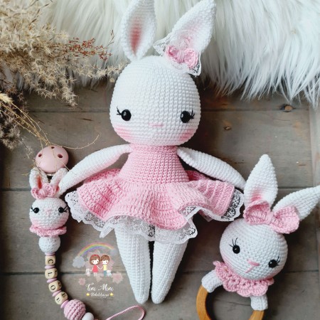 Baby-Set Hase rosa-weiß