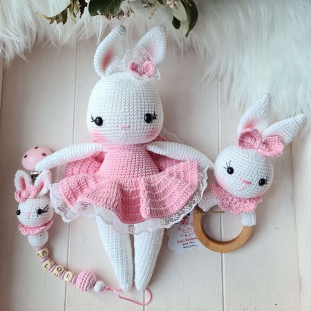 Baby-Set Hase rosa-weiß