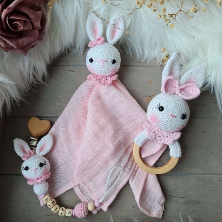 Baby-Set Hase rosa-weiß