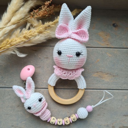 Baby-Set Hase rosa-weiß