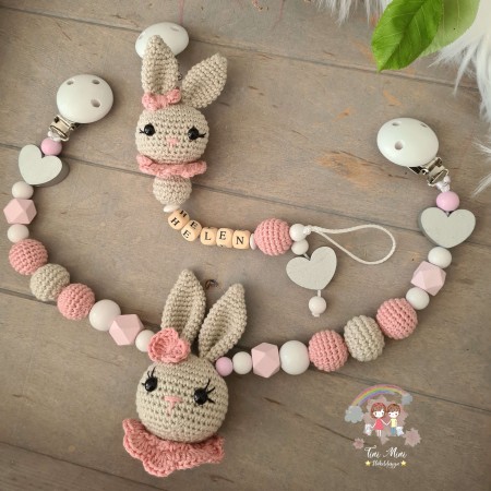 Baby-Set Hase rosa-leinen