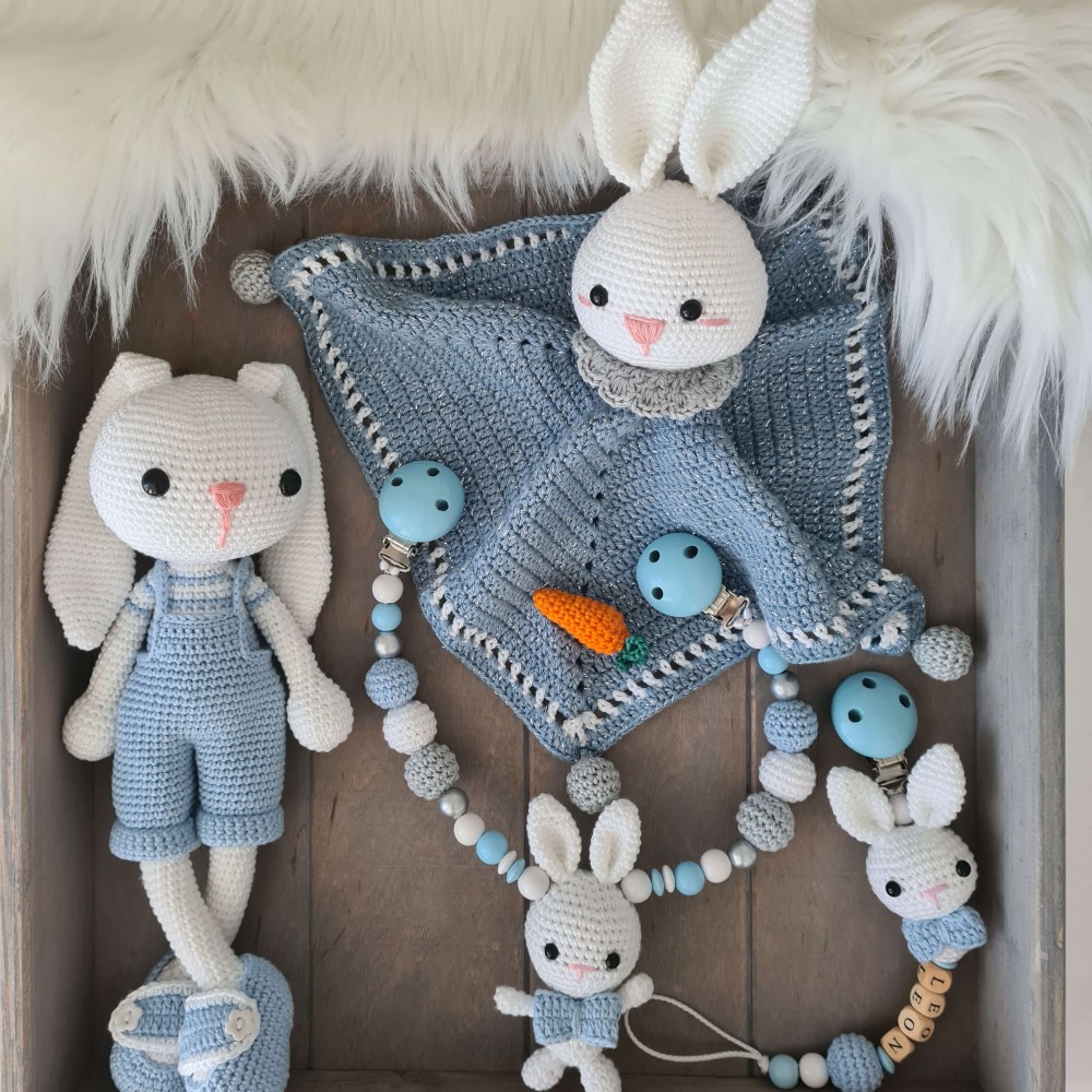 Baby-Set Hase Schlappohren weiß-blau