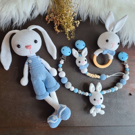 Baby-Set Hase Schlappohren weiß-blau
