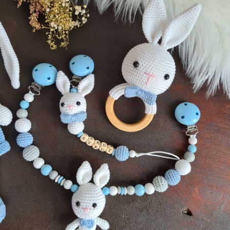 Baby-Set Hase Schlappohren weiß-blau