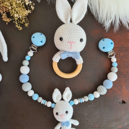 Baby-Set Hase Schlappohren weiß-blau