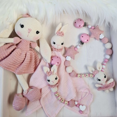 Baby-Set Hase Schlappohren beige-rosa