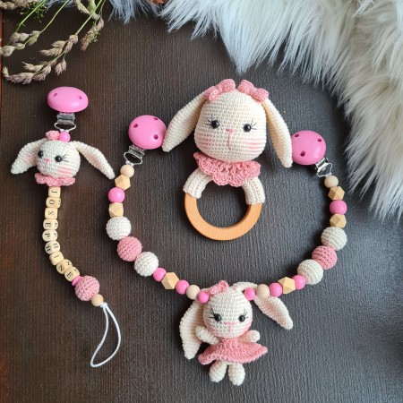 Baby-Set Hase Schlappohren beige-rosa