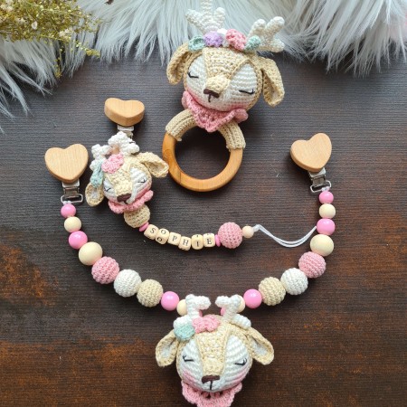 Baby-Set Reh mit rosa Pullover 