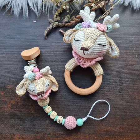 Baby-Set Reh mit rosa Pullover 