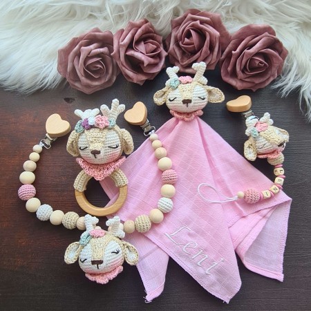 Baby-Set Reh mit rosa Pullover 