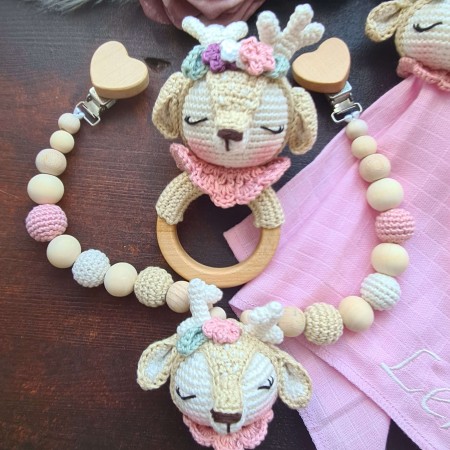 Baby-Set Reh mit rosa Pullover 