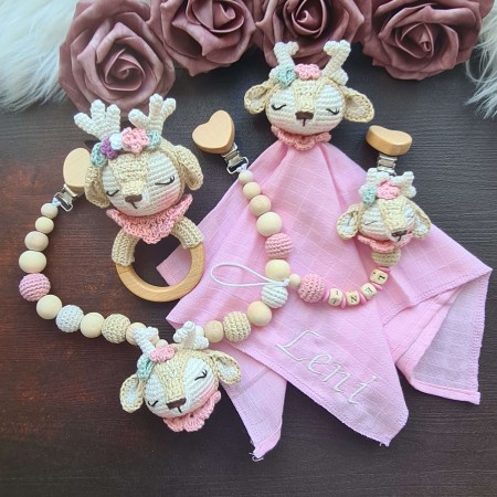 Baby-Set Reh mit rosa Pullover 