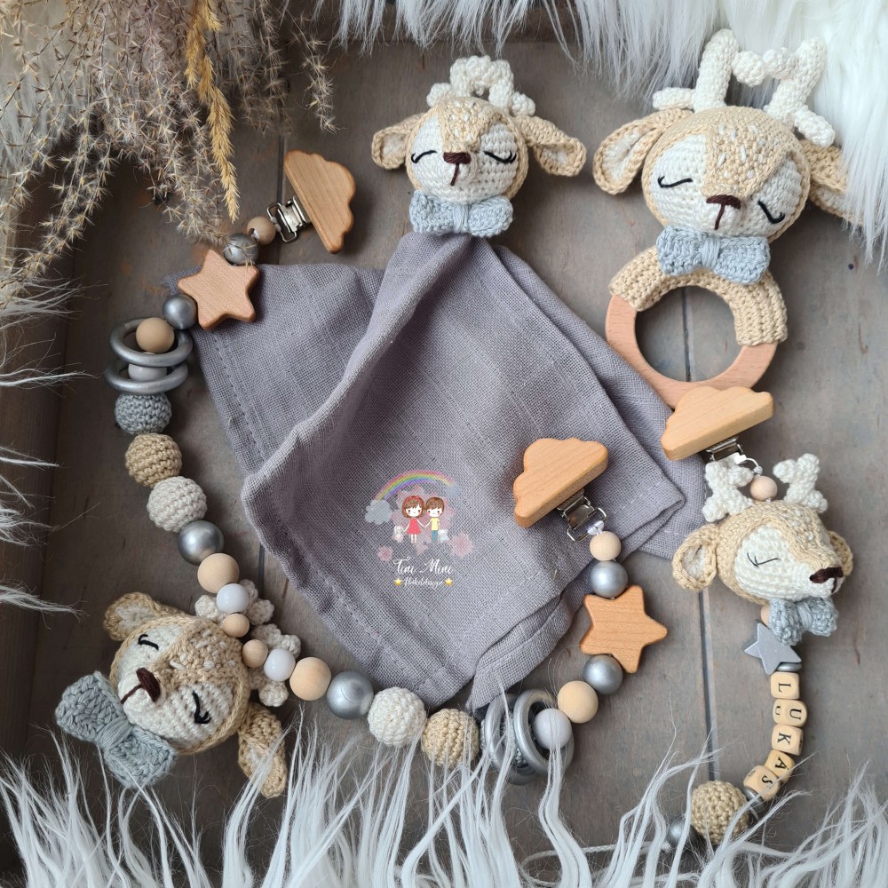 Baby-Set Reh beige-grau