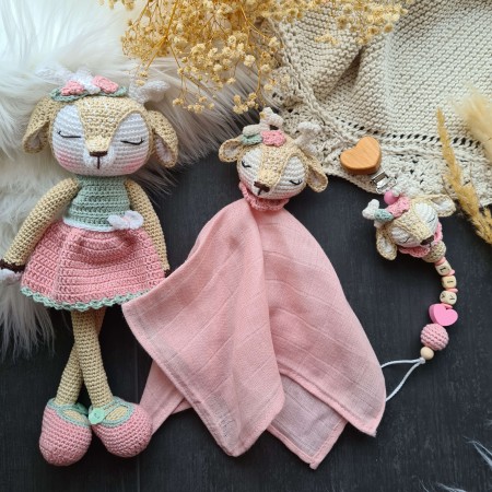 Baby-Set Reh lange Beine rosa