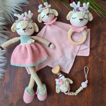 Baby-Set Reh lange Beine rosa