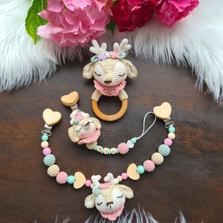 Baby-Set Reh lange Beine rosa