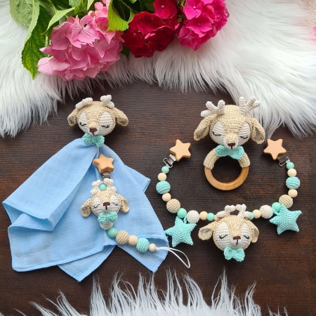 Baby-Set Reh beige-mint-blau